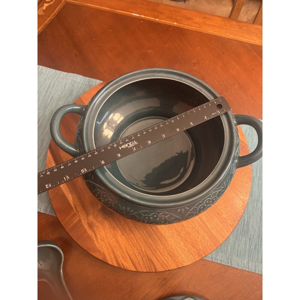 Pioneer Woman Stoneware Green Tureen Farmhouse Lace 5 Liter W/Lid And Ladle - Picture 9 of 9